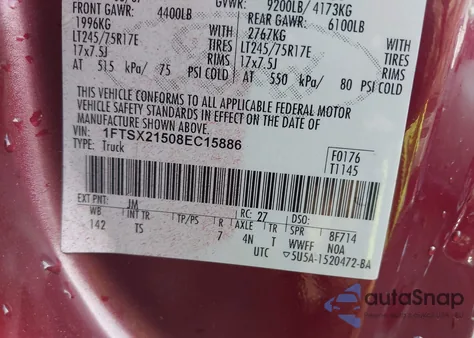 2008 Ford F-250 Fx4/Lariat/Xl/Xlt z USA, uszkodzony, nr VIN 1FTSX21508EC15886